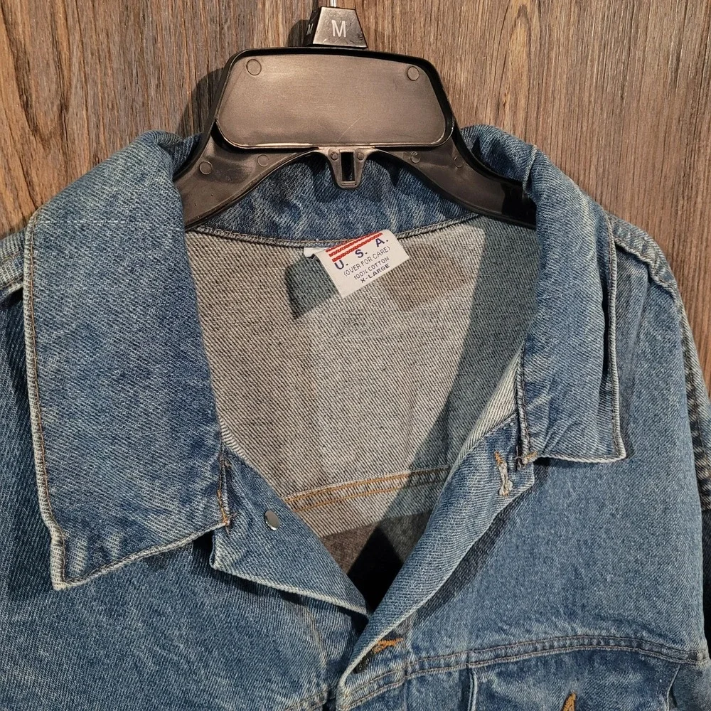 Vintage Tyca Denim Jean Jacket Embossed German Shepherd Dog USA Made Sz XL